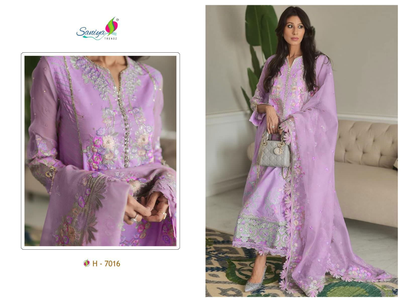 7016 Mushq Saniya Embroidery Cotton Pakistani Salwar Suits Wholesale Market In Delhi